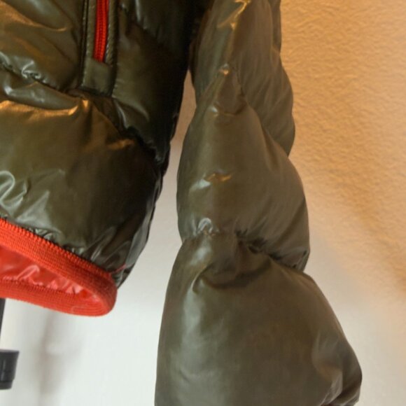 MONCLER Hooded Down Jacket Kids Size 5 Green Orange Lining - Picture 5 of 10